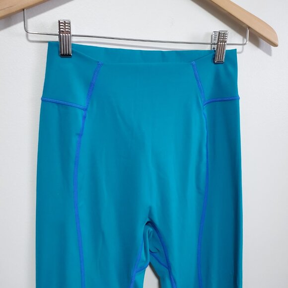 BUFFBUNNY Compression 7/8 Leggings 26" Gym Workout Run Teal Blue Women's Large - Picture 2 of 9